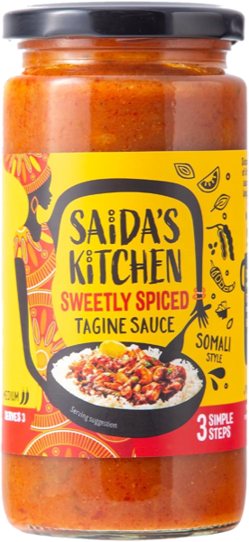 Jar of Sweet & Tangy Xawaash (Hawaji) tagine sauce, Somali style