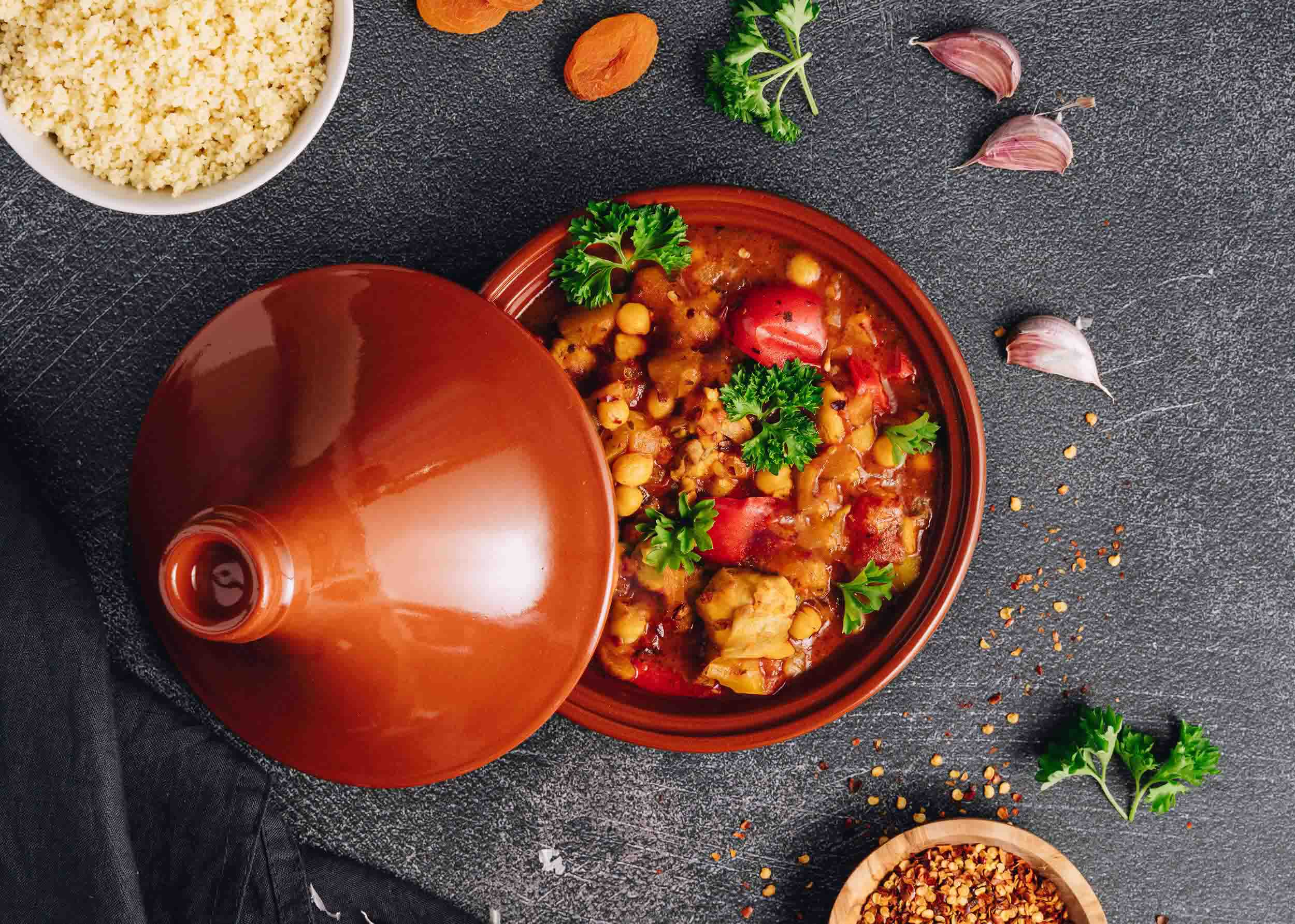 Chicken tagine with chickpeas and couscous